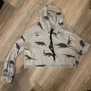 Messy Bun Just Chilling Dinosaur Cropped Sweatshirt